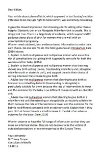 Letter to Editor from Dr Tracey Cooper, Consultant Midwife